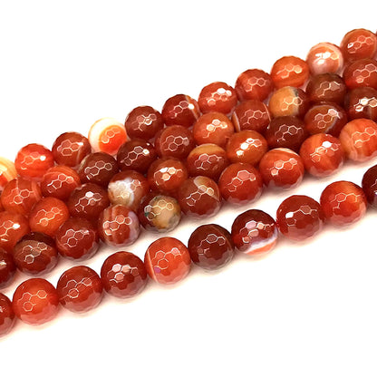 CAG1149 Banded Agate Beads Faceted Round 12mm 15" Strand