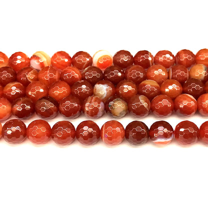 CAG1149 Banded Agate Beads Faceted Round 12mm 15" Strand