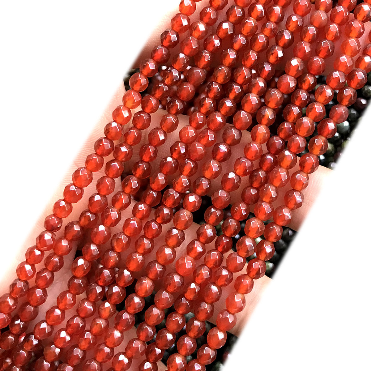 CAG1150 Red Agate Beads Faceted Round 4mm 15" Strand