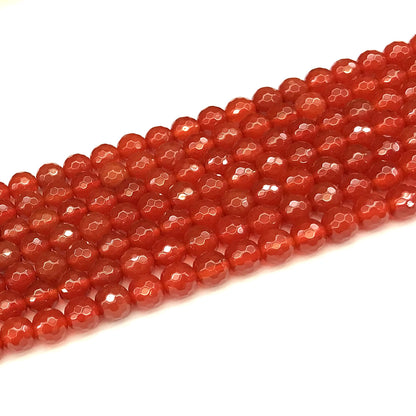 CAG1151 Red Agate Beads Faceted Round 6mm 15" Strand