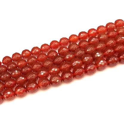 CAG1152 Red Agate Beads Faceted Round 8mm 15" Strand