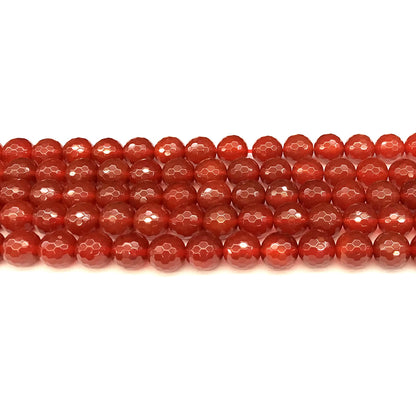 CAG1152 Red Agate Beads Faceted Round 8mm 15" Strand