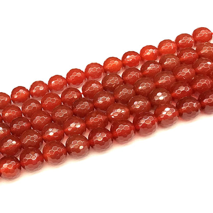 CAG1153 Red Agate Beads Faceted Round 10mm 15" Strand