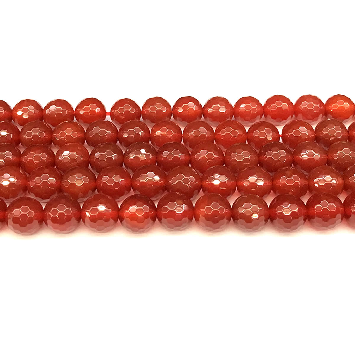 CAG1153 Red Agate Beads Faceted Round 10mm 15" Strand