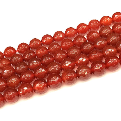 CAG1154 Red Agate Beads Faceted Round 12mm 15" Strand