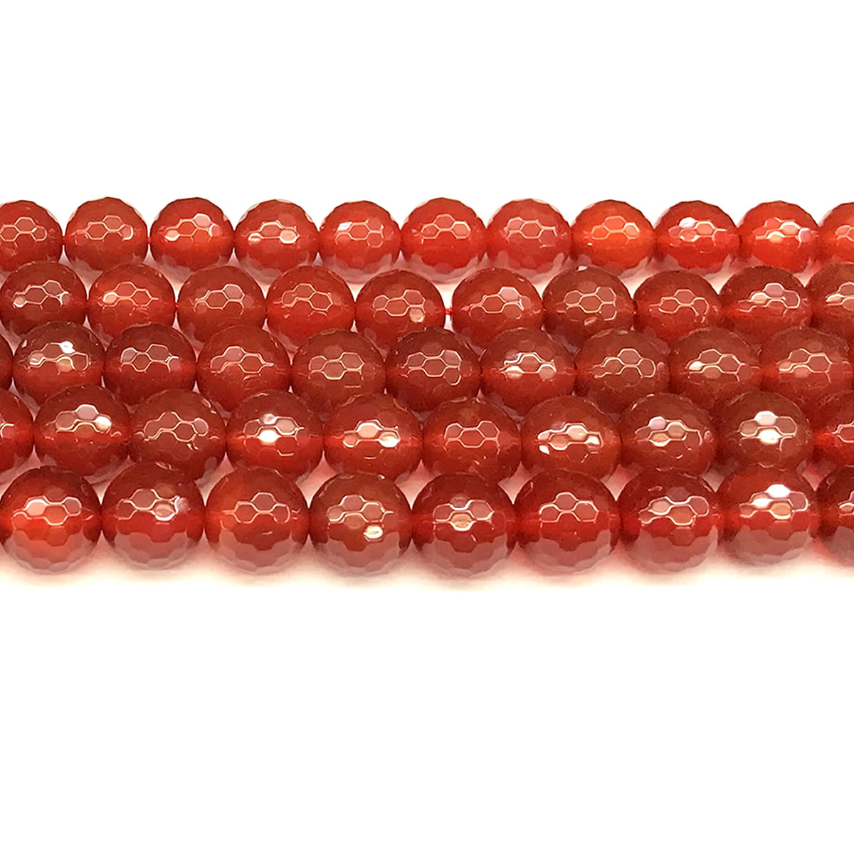 CAG1154 Red Agate Beads Faceted Round 12mm 15" Strand