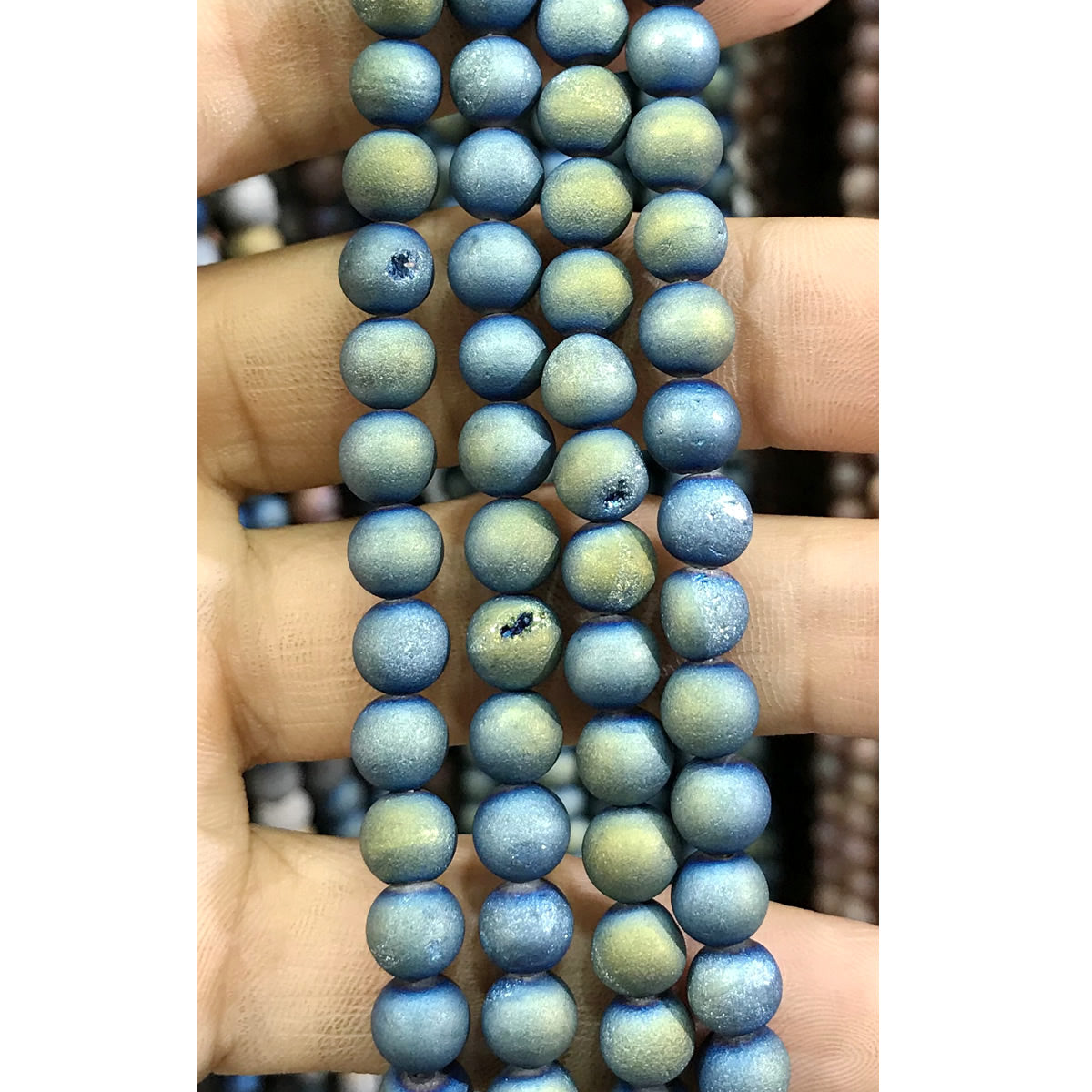 CAG307 Druzy Agate Beads Electroplated Matte Round 6mm 15" Strand