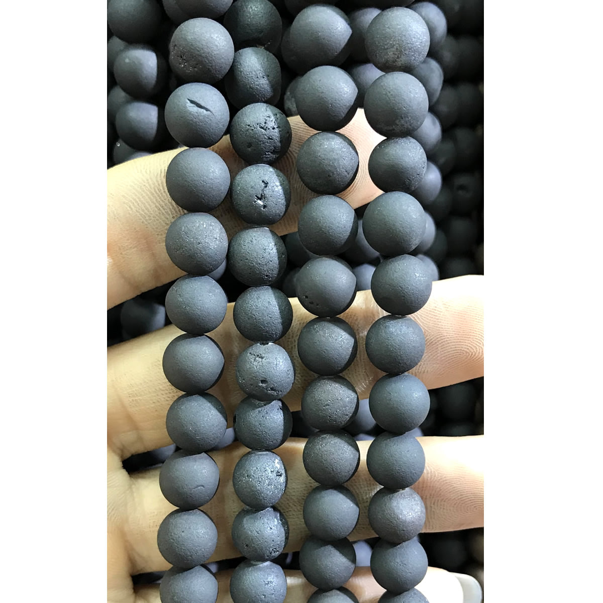 CAG325 Druzy Agate Beads Electroplated Matte Round 8mm 15" Strand