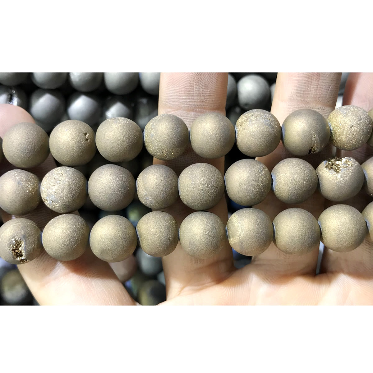 CAG352 Druzy Agate Beads Electroplated Matte Round 12mm 15" Strand