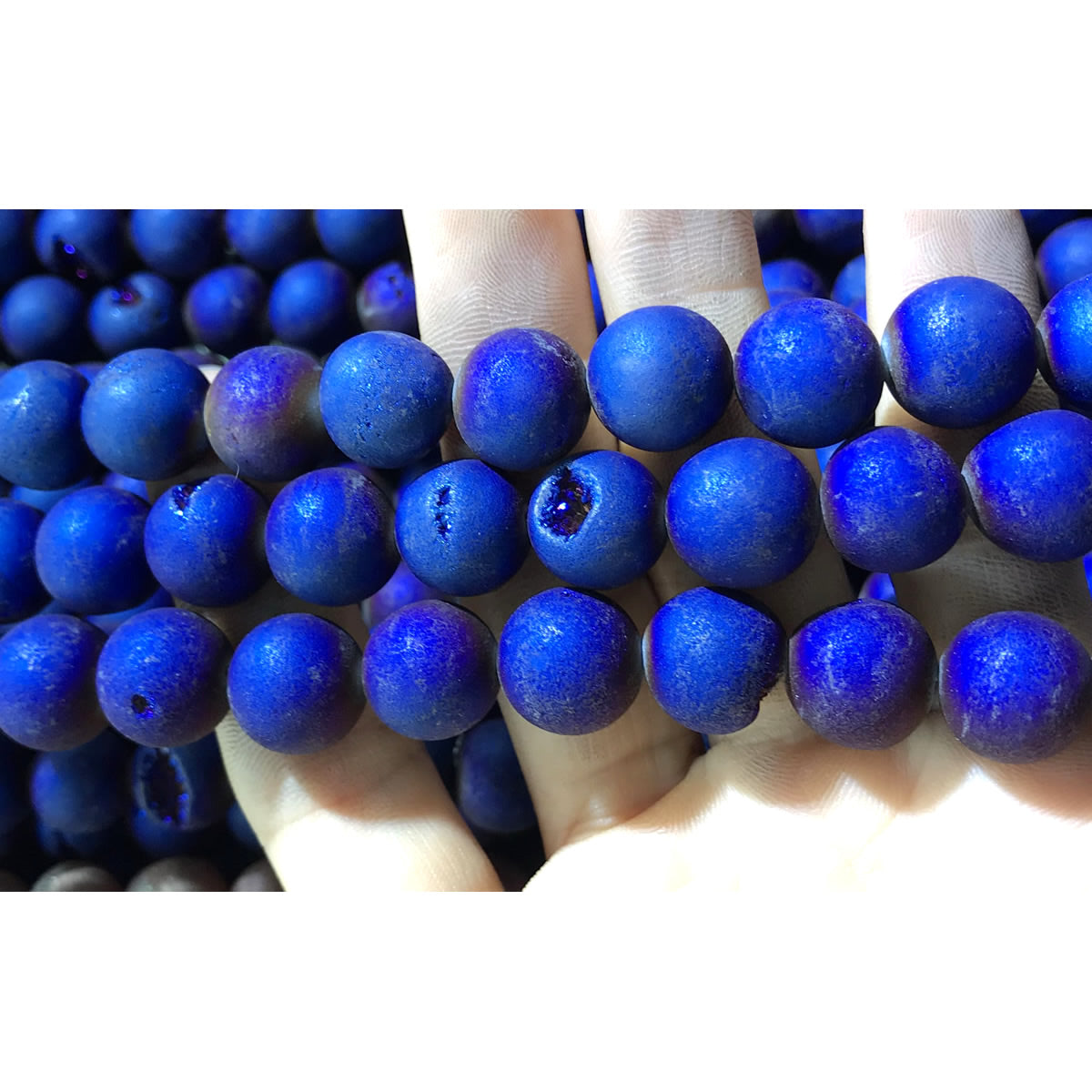 CAG356 Druzy Agate Beads Electroplated Matte Round 12mm 15" Strand