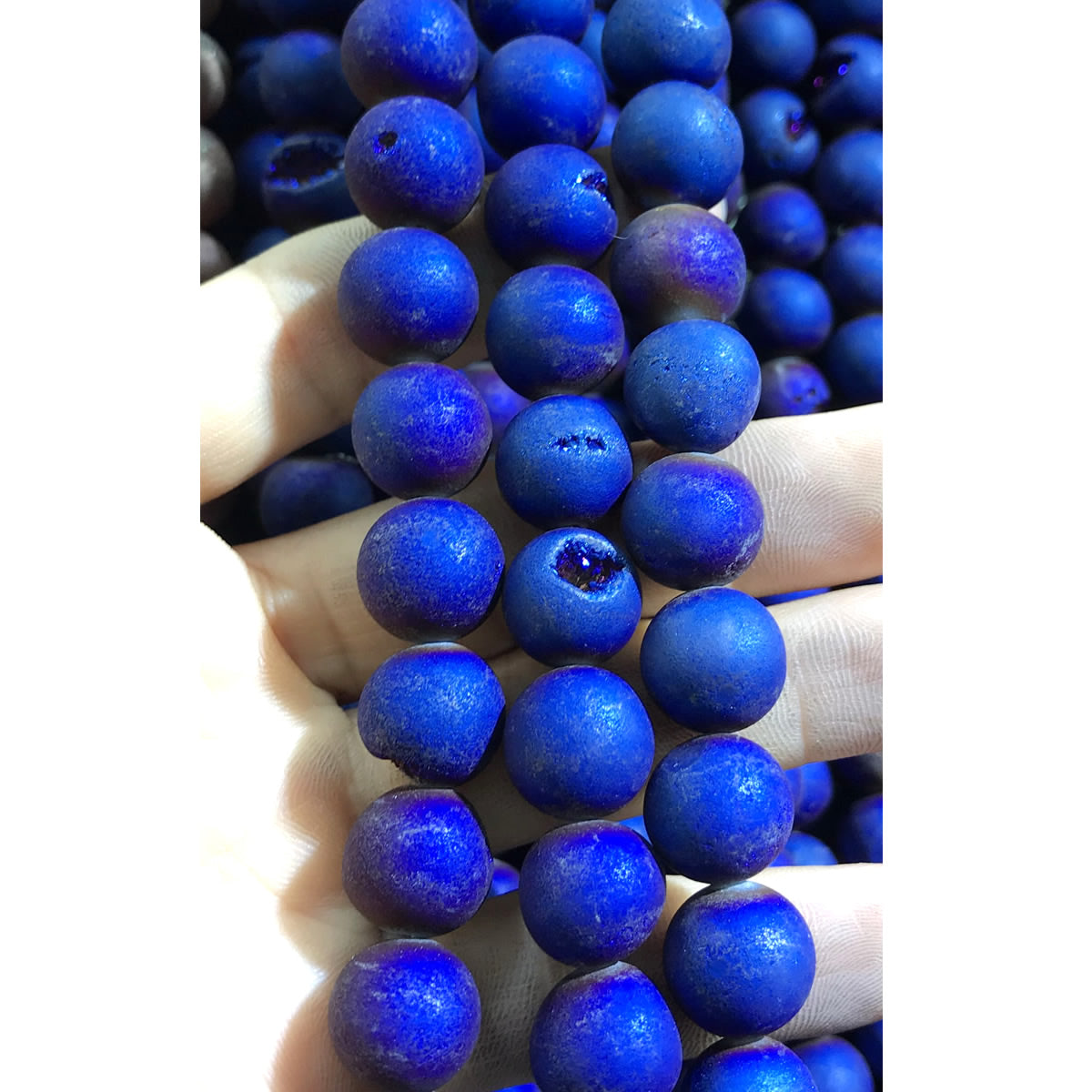 CAG356 Druzy Agate Beads Electroplated Matte Round 12mm 15" Strand