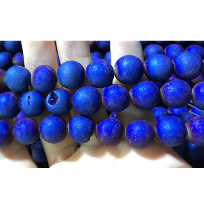 CAG373 Druzy Agate Beads Electroplated Matte Round 14mm 15" Strand