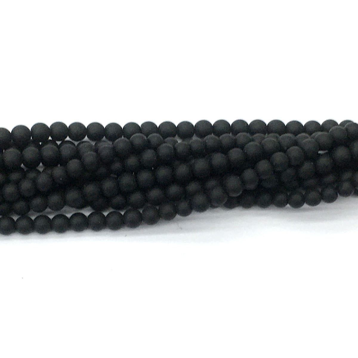 CAG390 Black Onyx Beads Matte Round 4mm 15.5" Strand