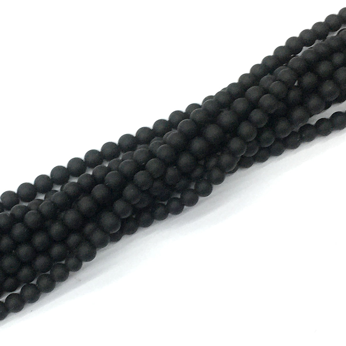 CAG390 Black Onyx Beads Matte Round 4mm 15.5" Strand