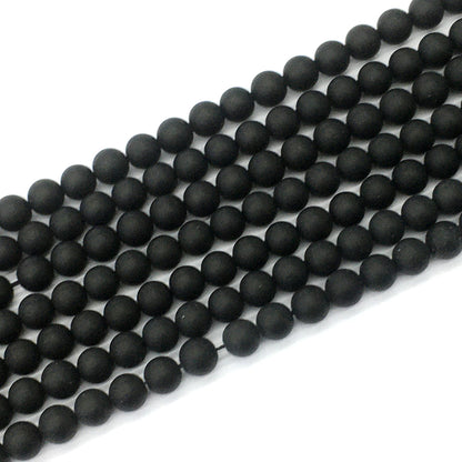 CAG391 Black Onyx Beads Matte Round 6mm 15.5" Strand