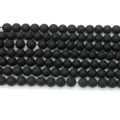 CAG391 Black Onyx Beads Matte Round 6mm 15.5" Strand