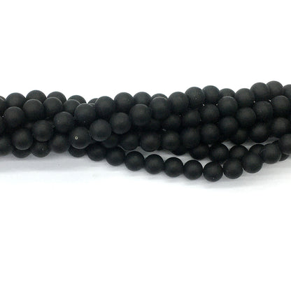 CAG391 Black Onyx Beads Matte Round 6mm 15.5" Strand