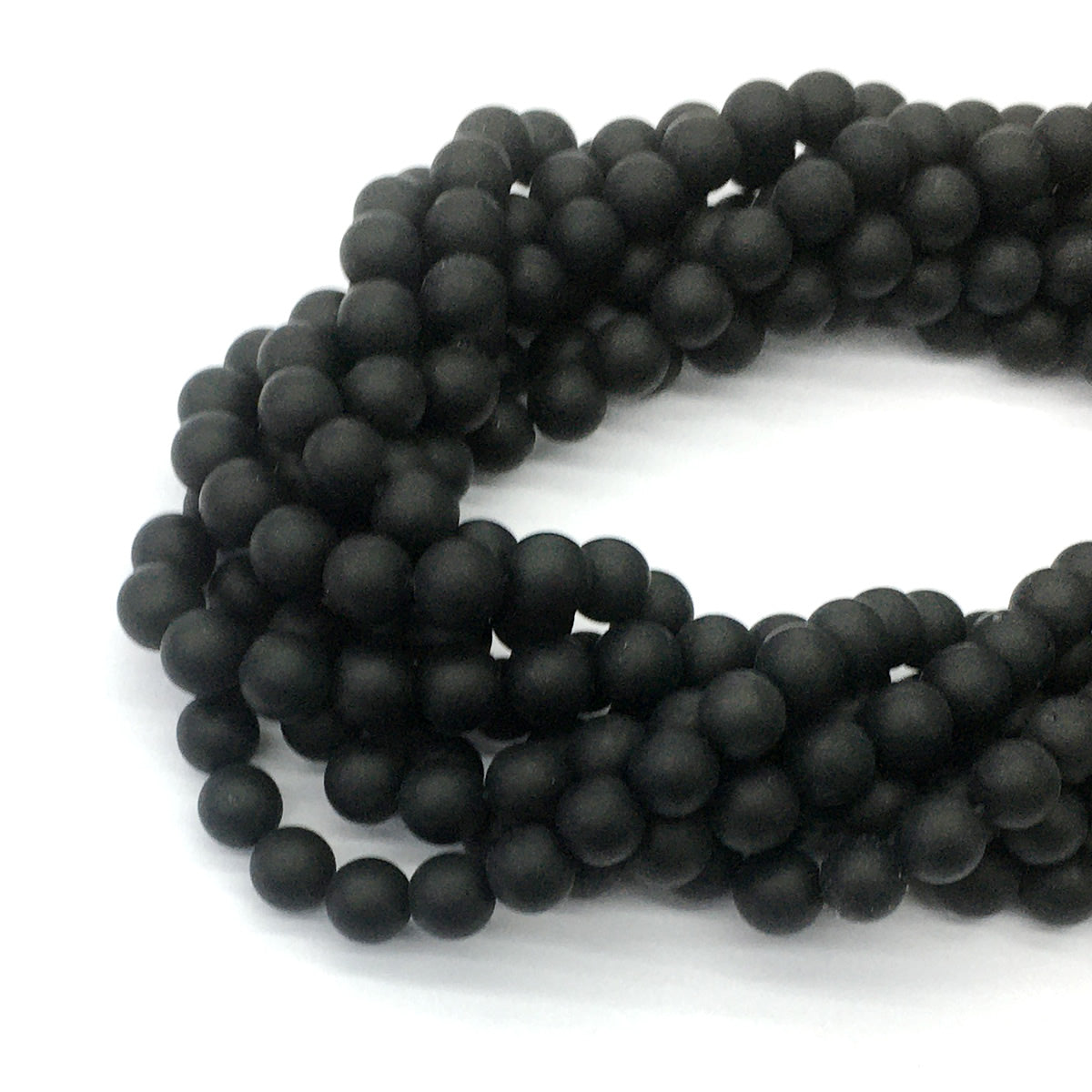 CAG391 Black Onyx Beads Matte Round 6mm 15.5" Strand