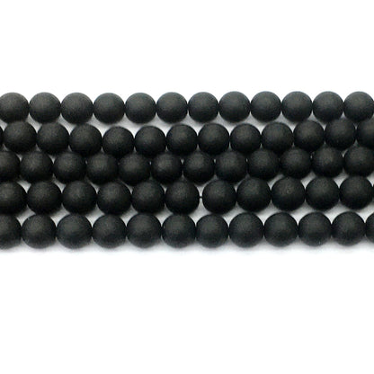 CAG392 Black Onyx Beads Matte Round 8mm 15.5" Strand