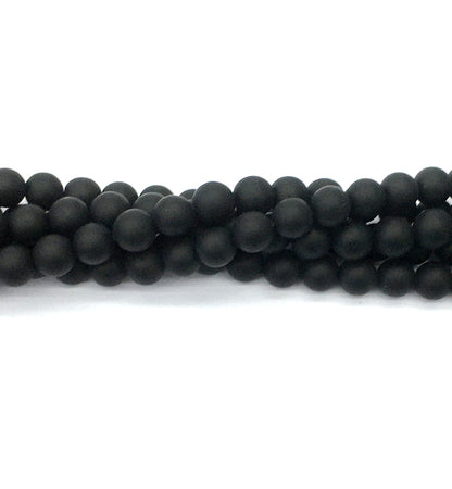 CAG392 Black Onyx Beads Matte Round 8mm 15.5" Strand