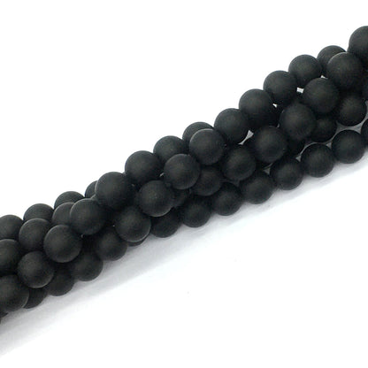 CAG392 Black Onyx Beads Matte Round 8mm 15.5" Strand