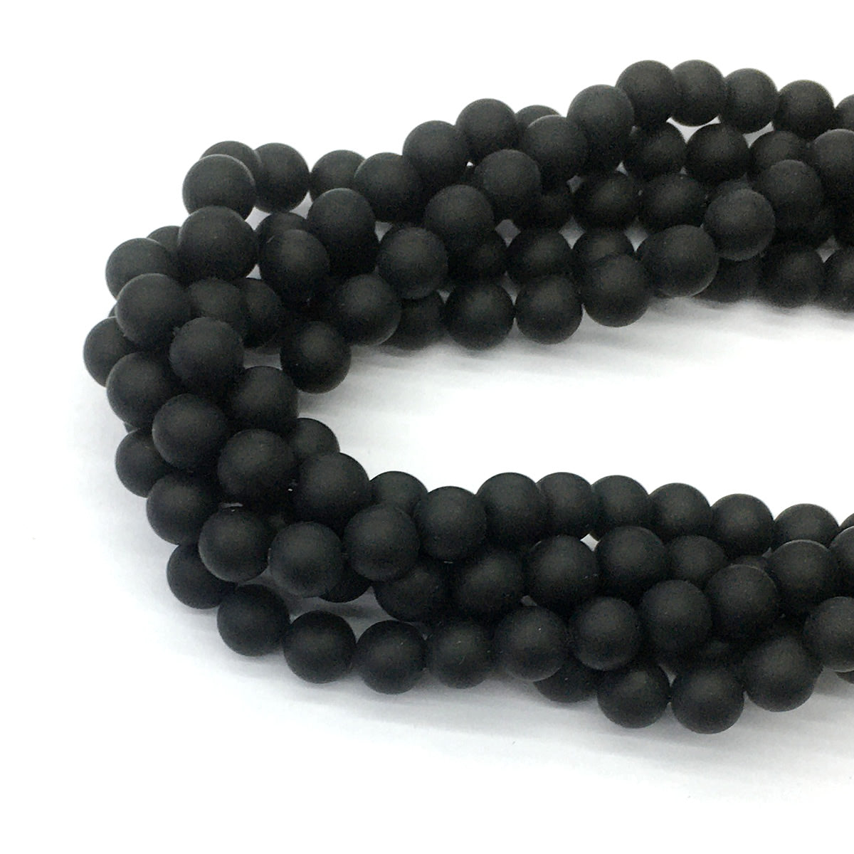 CAG392 Black Onyx Beads Matte Round 8mm 15.5" Strand