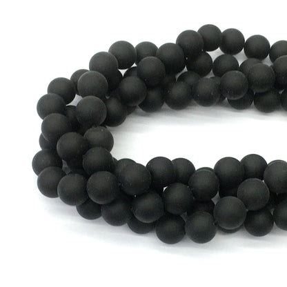 CAG393 Black Onyx Beads Matte Round 10mm 15.5" Strand