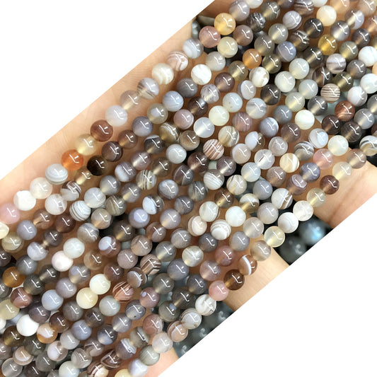 CAG398 Botswana Agate Beads Smooth Round 4mm 15.5" Strand