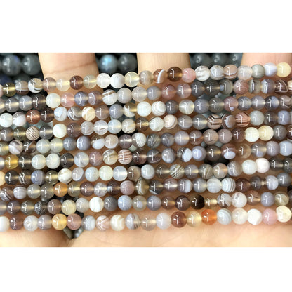 CAG398 Botswana Agate Beads Smooth Round 4mm 15.5" Strand