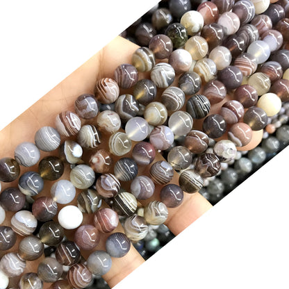 CAG399 Botswana Agate Beads Smooth Round 6mm 15.5" Strand