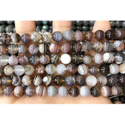 CAG400 Botswana Agate Beads Smooth Round 8mm 15.5" Strand