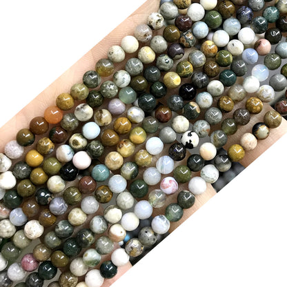 CAG406 Ocean Agate Beads Smooth Round 4mm 15.5" Strand