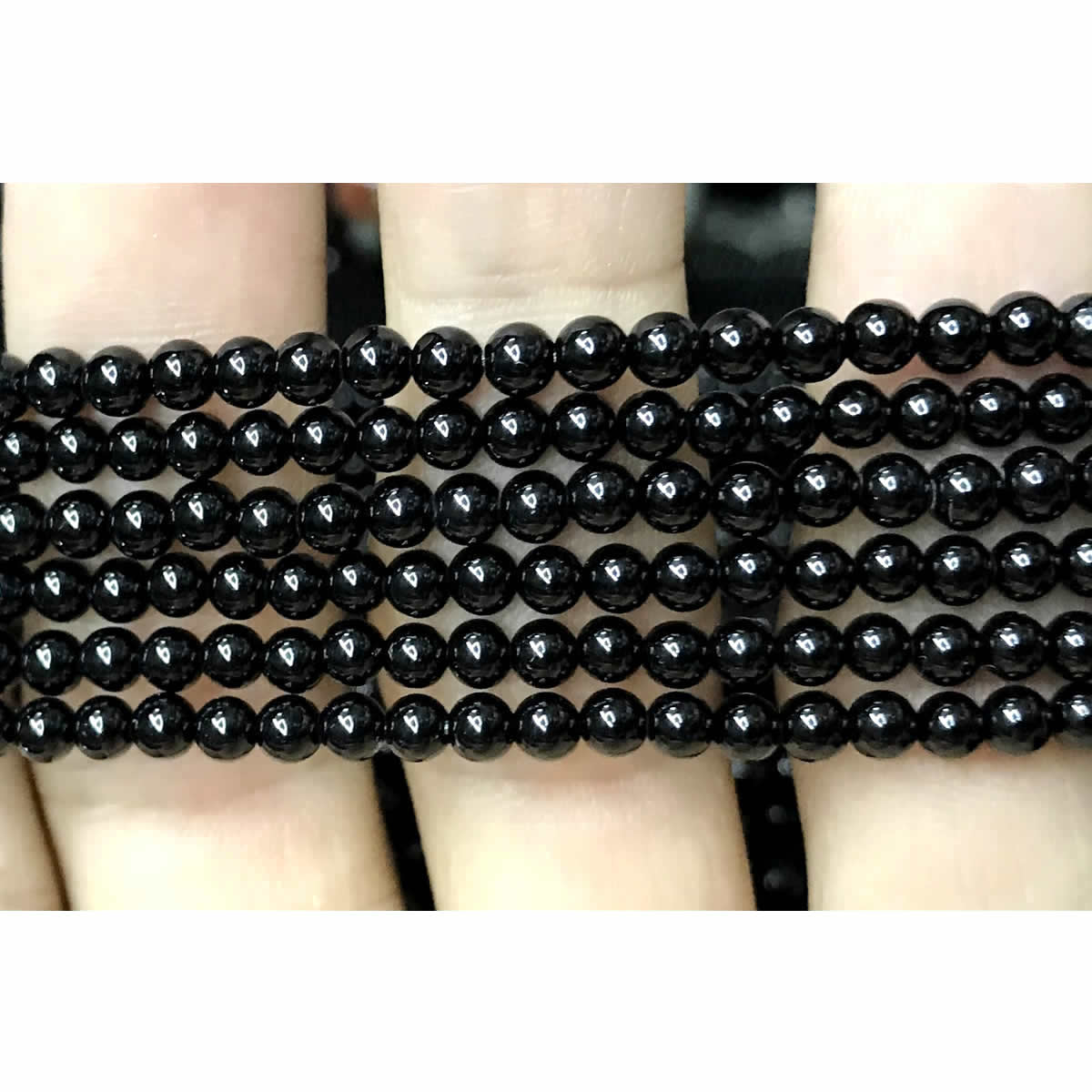 CAG491 Black Agate Beads Smooth Round 3mm 15" Strand