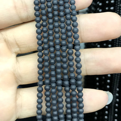 CAG502 Black Agate Beads Matte Round 3mm 15" Strand