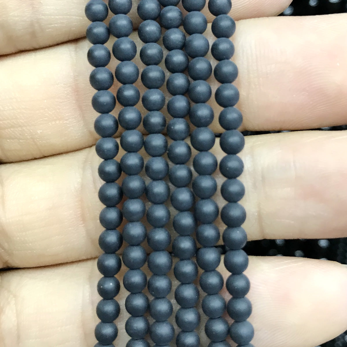 CAG503 Black Agate Beads Matte Round 4mm 15" Strand