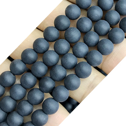 CAG504 Black Agate Beads Matte Round 6mm 15" Strand