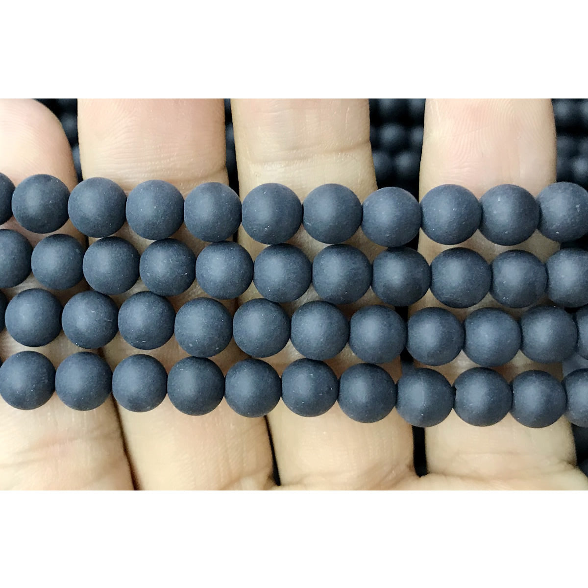 CAG504 Black Agate Beads Matte Round 6mm 15" Strand