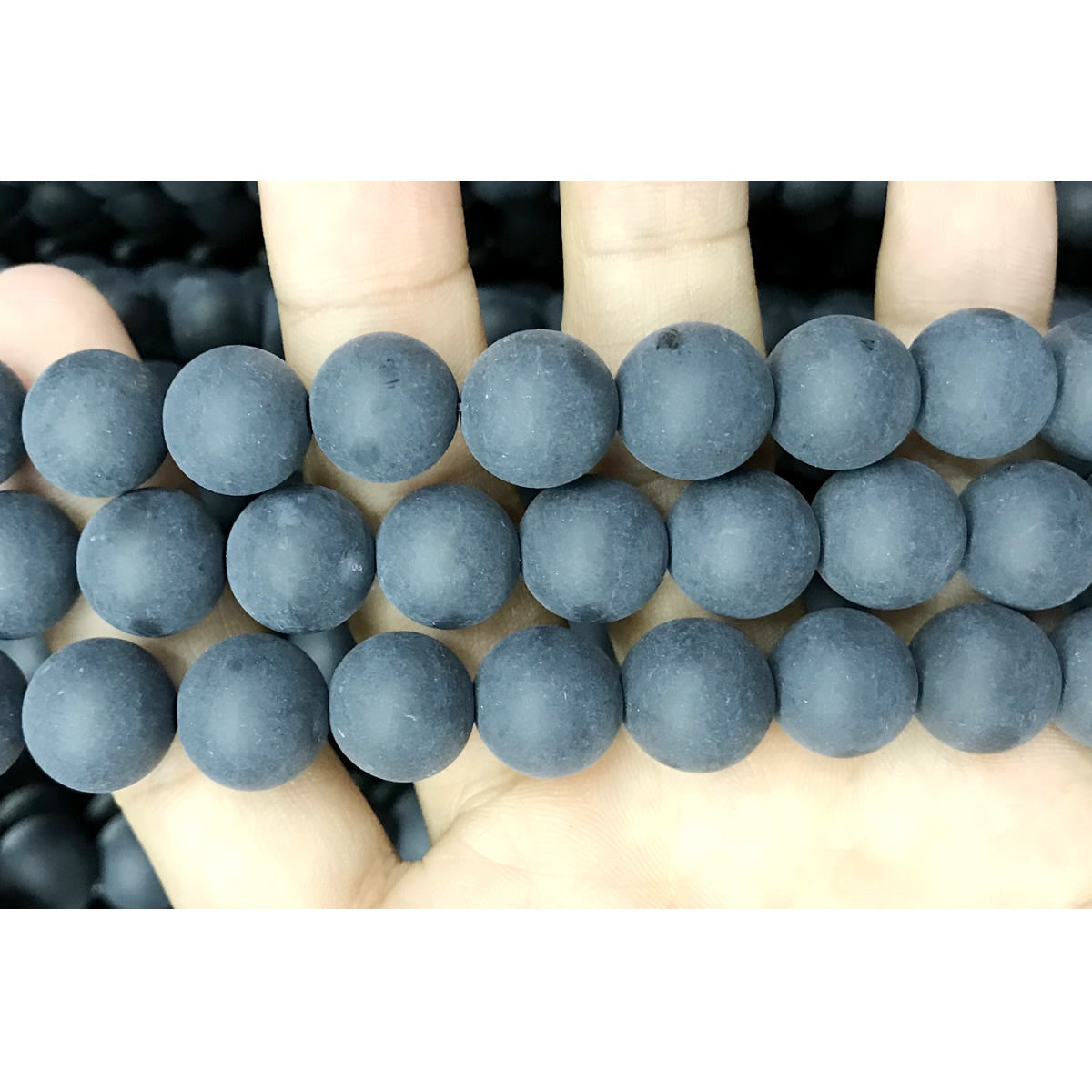 CAG508 Black Agate Beads Matte Round 14mm 15" Strand