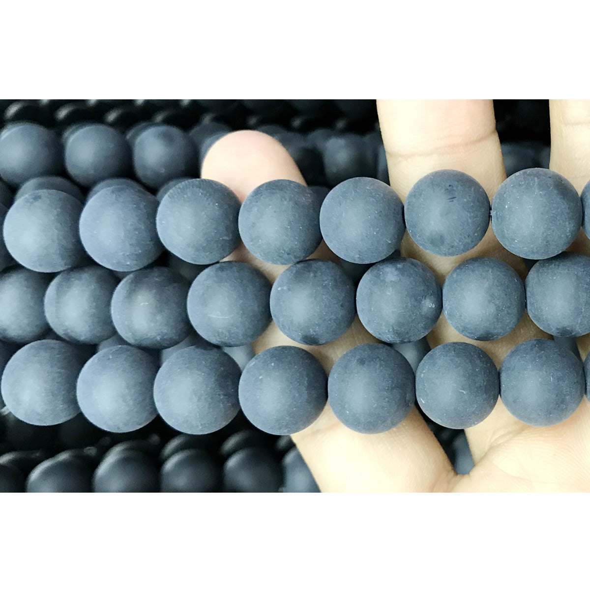 CAG509 Black Agate Beads Matte Round 16mm 15" Strand