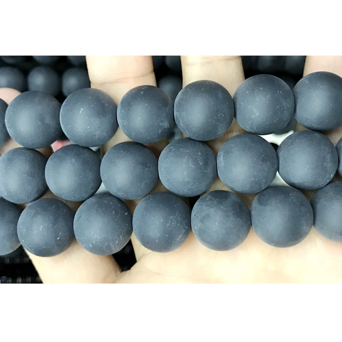 CAG511 Black Agate Beads Matte Round 20mm 15" Strand