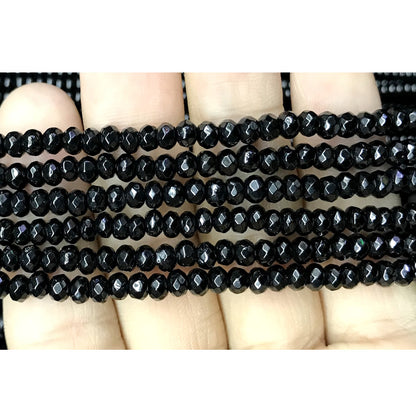 CAG522 Black Agate Beads Faceted Rondelle 2*4mm 15" Strand