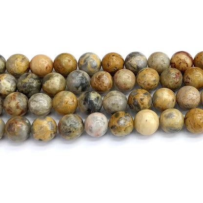 CAG534 Yellow Crazy Lace Agate Beads Smooth Round 12mm 15" Strand