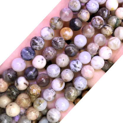 CAG540 Bamboo Leaf Agate Beads Smooth Round 8mm 15" Strand