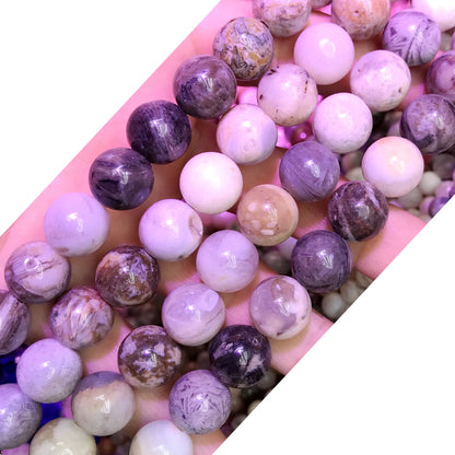 CAG542 Bamboo Leaf Agate Beads Smooth Round 12mm 15" Strand