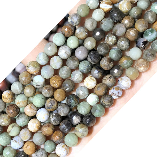 CAG553 Ocean Agate Beads Faceted Round 6mm 15.5" Strand