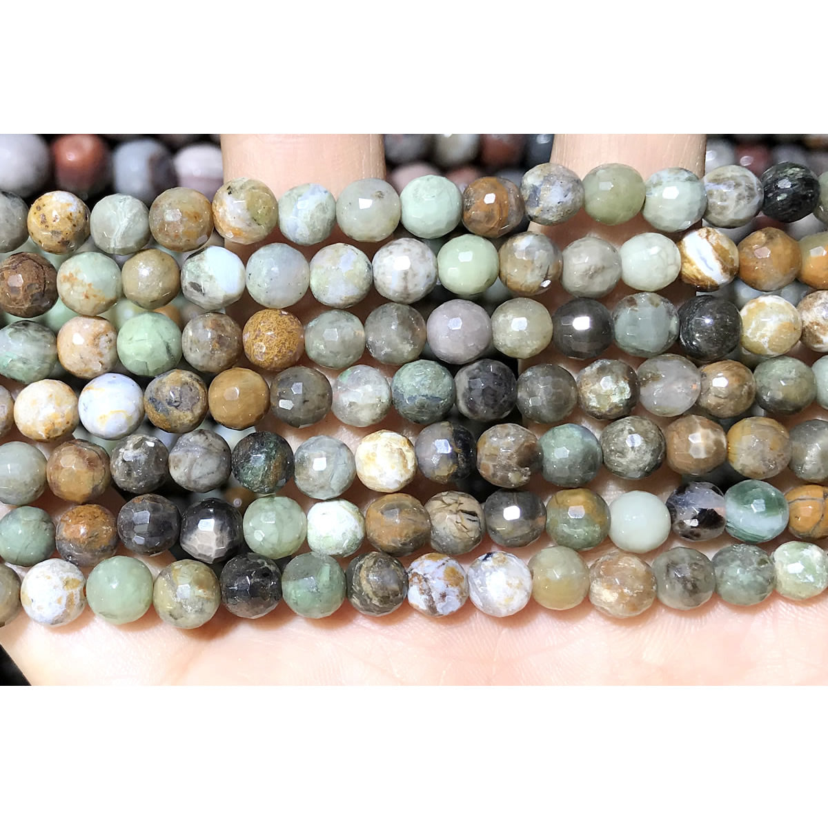 CAG553 Ocean Agate Beads Faceted Round 6mm 15.5" Strand