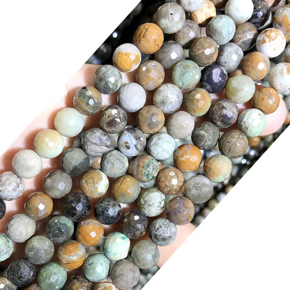 CAG554 Ocean Agate Beads Faceted Round 8mm 15.5" Strand