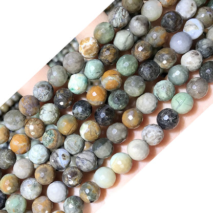 CAG555 Ocean Agate Beads Faceted Round 10mm 15.5" Strand