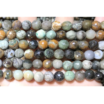 CAG555 Ocean Agate Beads Faceted Round 10mm 15.5" Strand