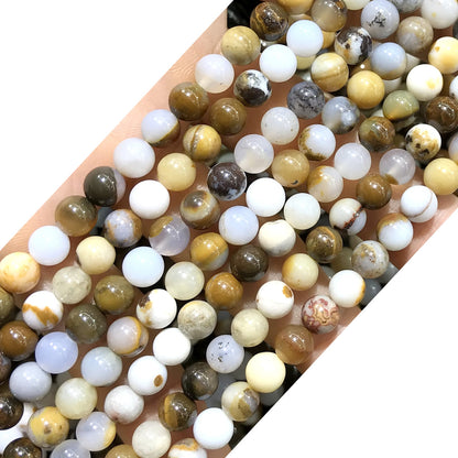 CAG568 Polka Dot Agate Beads Smooth Round 6mm 15" Strand